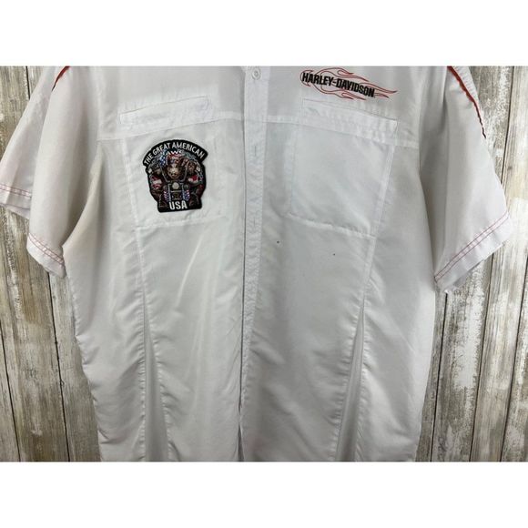 Harley-Davidson "The great American Hawg" Men's White Button up 2XL - Picture 9 of 9